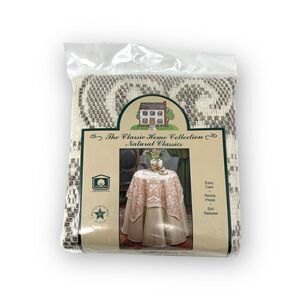 Scranton Lace Company Woven Nottingham Sand Natural Table Cloth USA Made 43x43